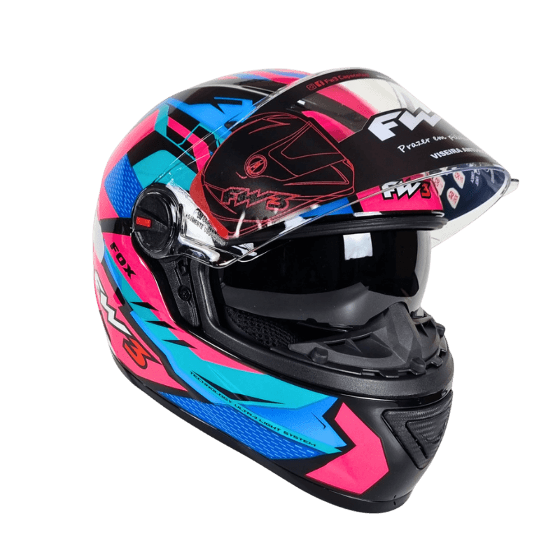 Capacete FW3 GTX Classsic Rosa e Azul - Minha loja
