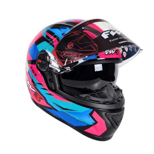 Capacete FW3 GTX Classsic Rosa e Azul - Minha loja