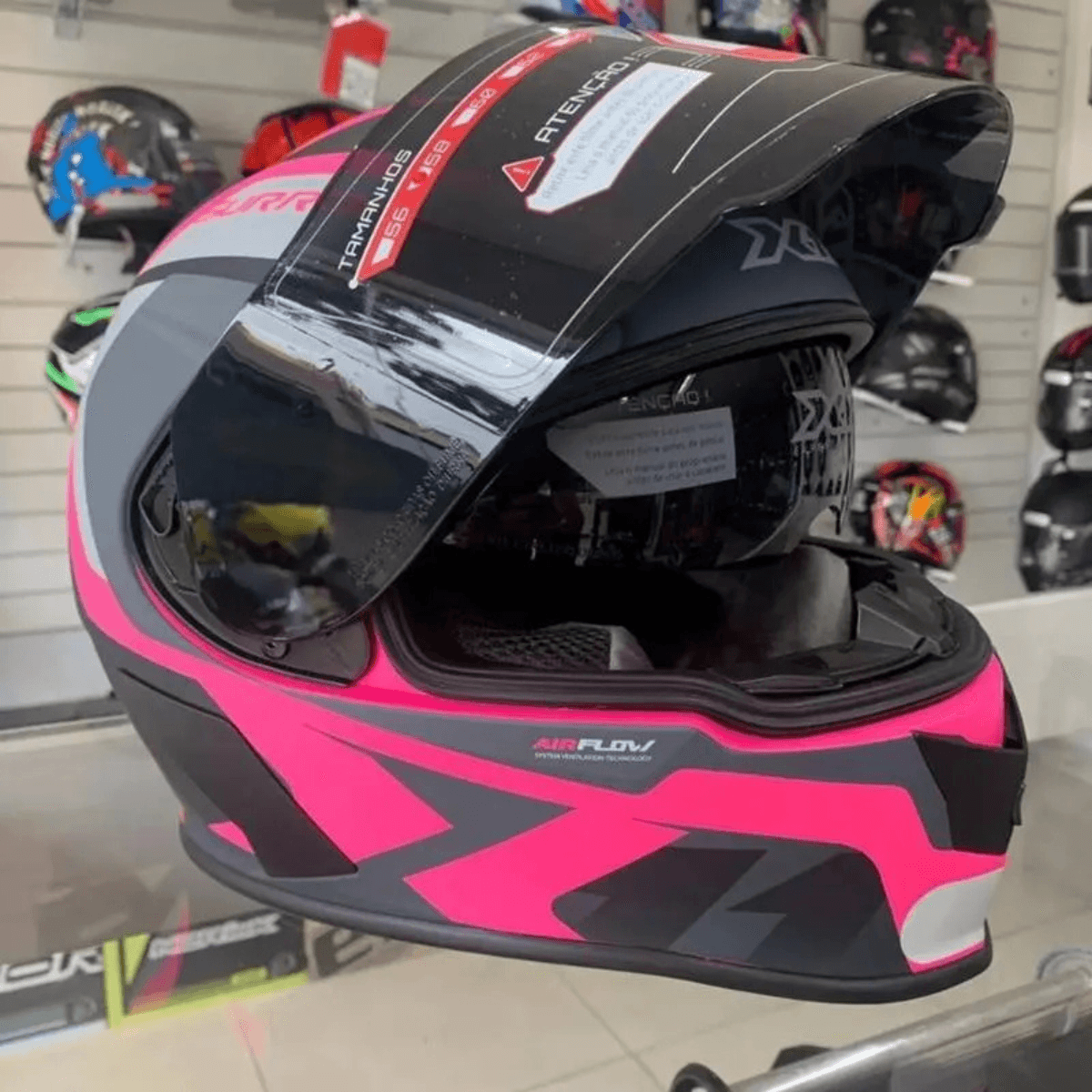 Capacete X11 Revo Pro Surround Preto/Rosa – Fechado - Minha loja