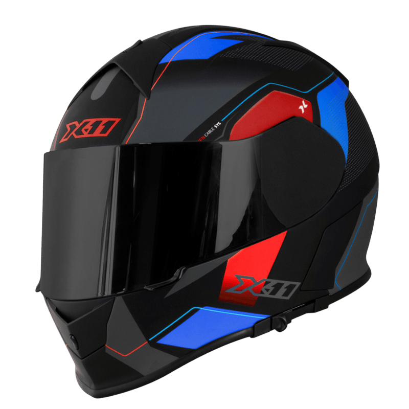 Capacete X11 Revo Pro Flagger 2 Azul/Laranja - Minha loja