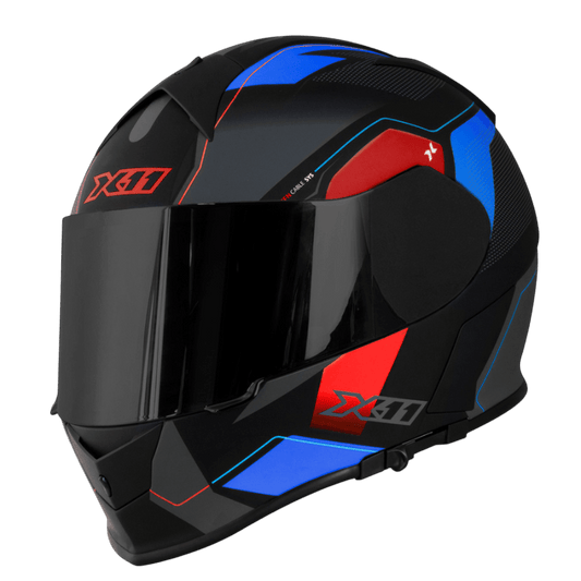 Capacete X11 Revo Pro Flagger 2 Azul/Laranja - Minha loja