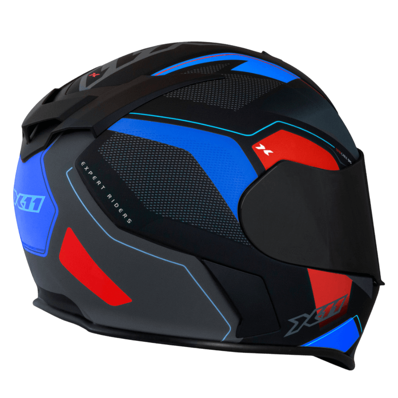 Capacete X11 Revo Pro Flagger 2 Azul/Laranja - Minha loja