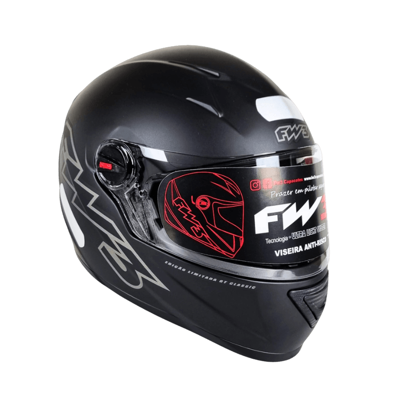 Capacete FW3 GTX Classsic Preto Fosco - Minha loja