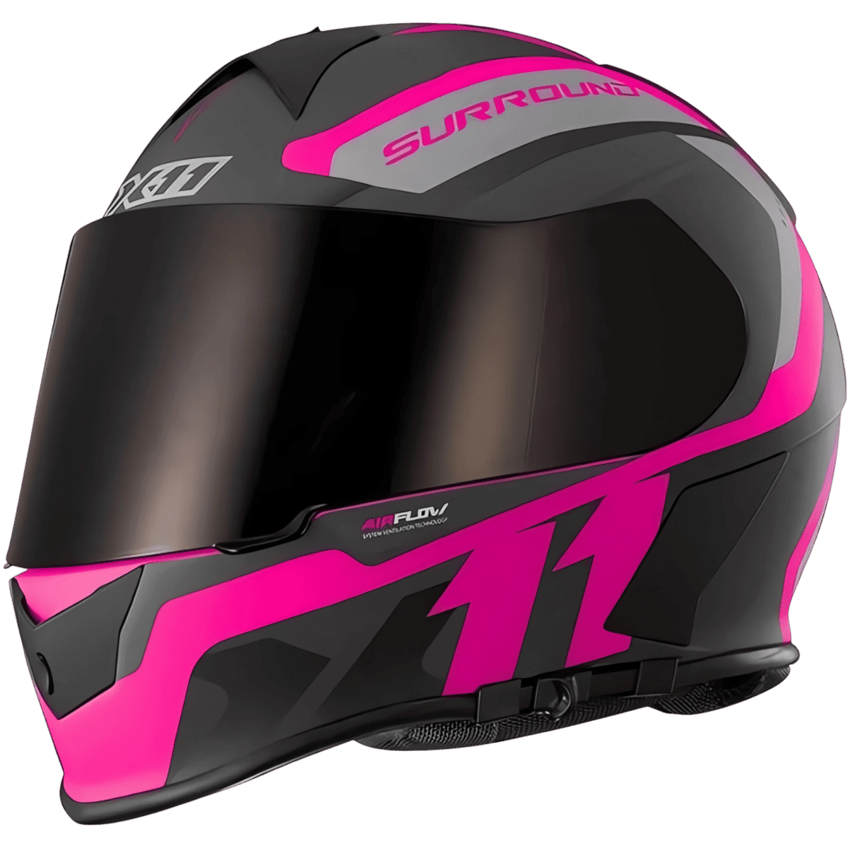 Capacete X11 Revo Pro Surround Preto/Rosa – Fechado - Minha loja