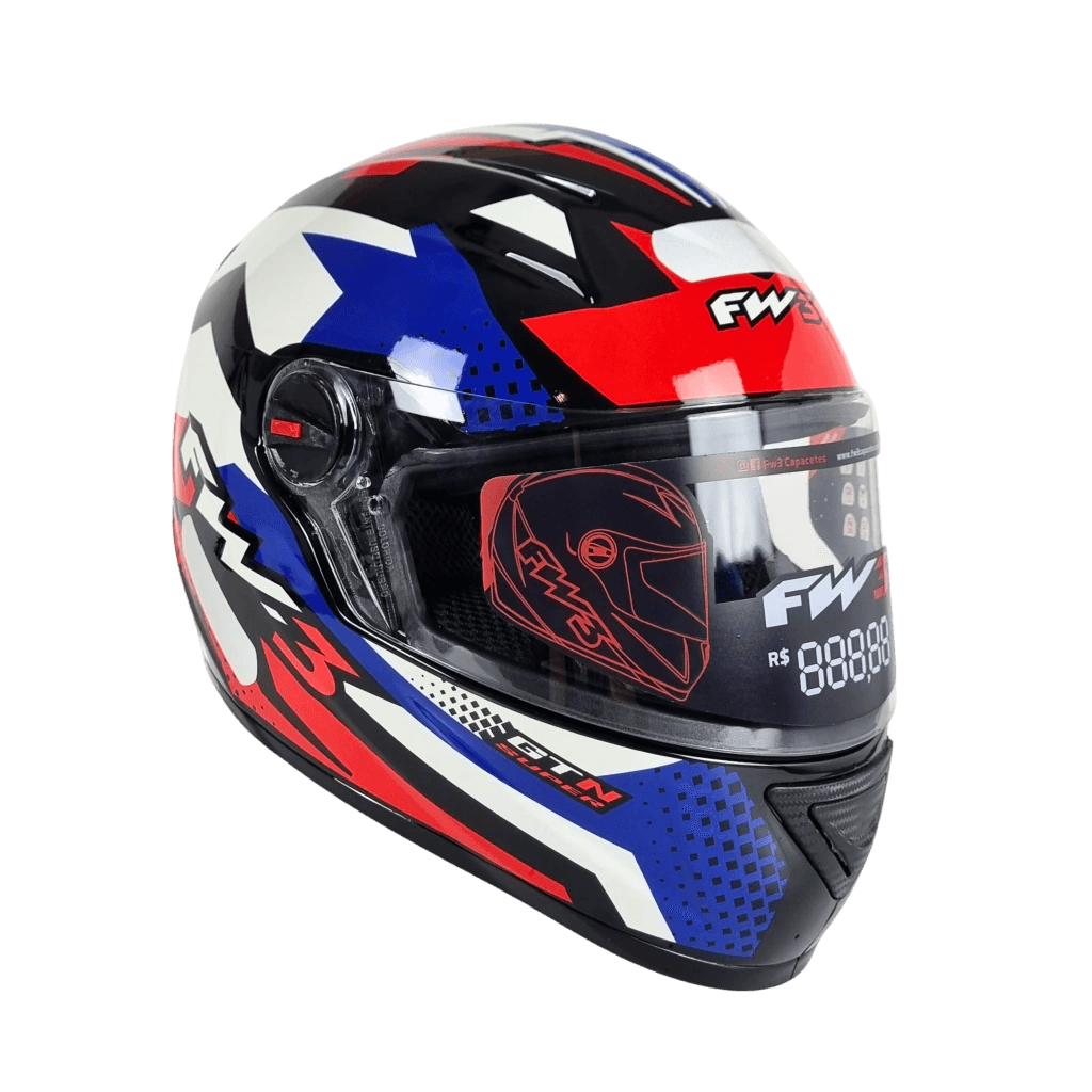 Capacete FW3 GTX Classsic Azul e Vermelho - Minha loja