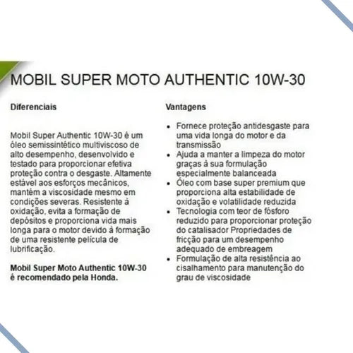 Mobil Super Moto 10w30 - Óleo Semi Sintético Mobil Super Moto 10w30